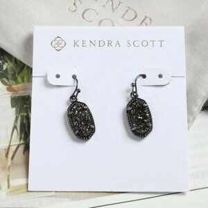 Kendra Scott Lee Gunmetal Black Drusy Earrings